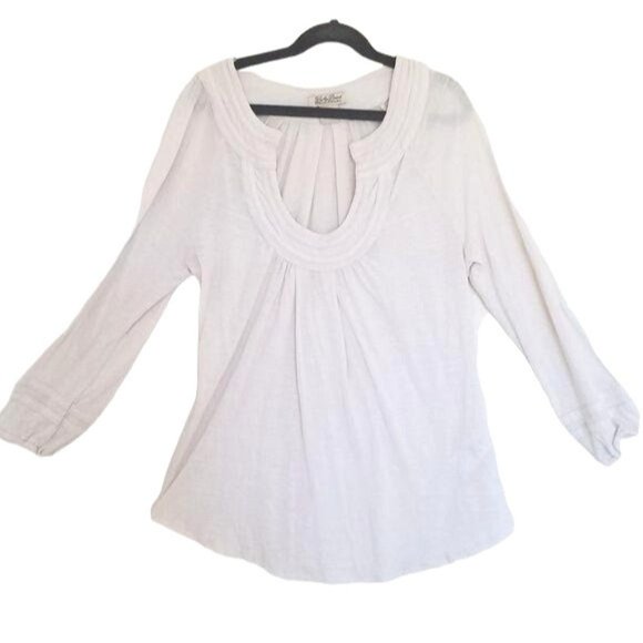 Lucky Brand Shirt white cream color comfortable flowey 3/4 sleeve size small - Picture 1 of 4